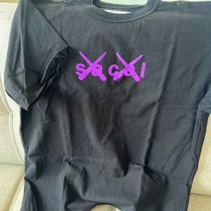 Sacai x KAWS 288 Flock Print T-Shirt 21-0288S T-Shirt size 2 Cotton Black